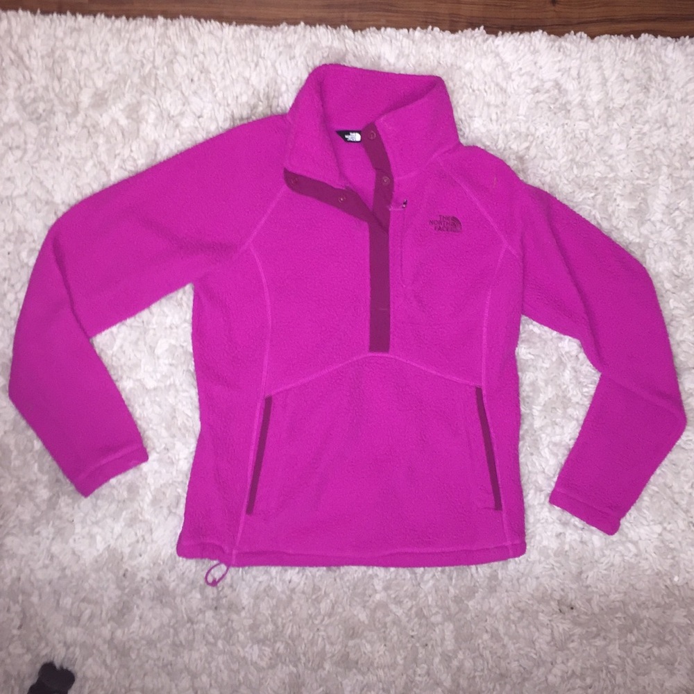 North Face Pink Snap-Neck Fleece, M